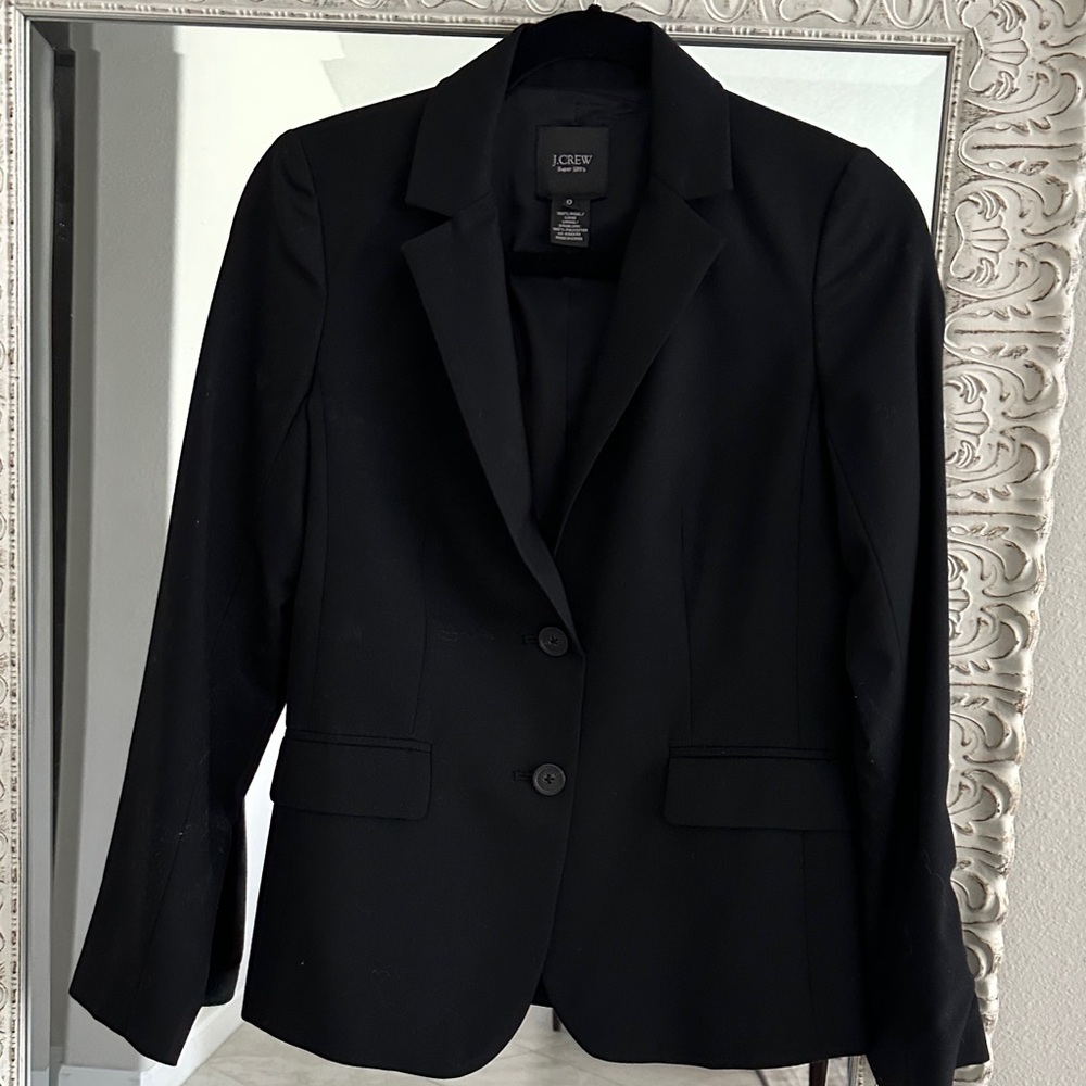 J. Crew Wool Black Two-Button Tailored Blazer